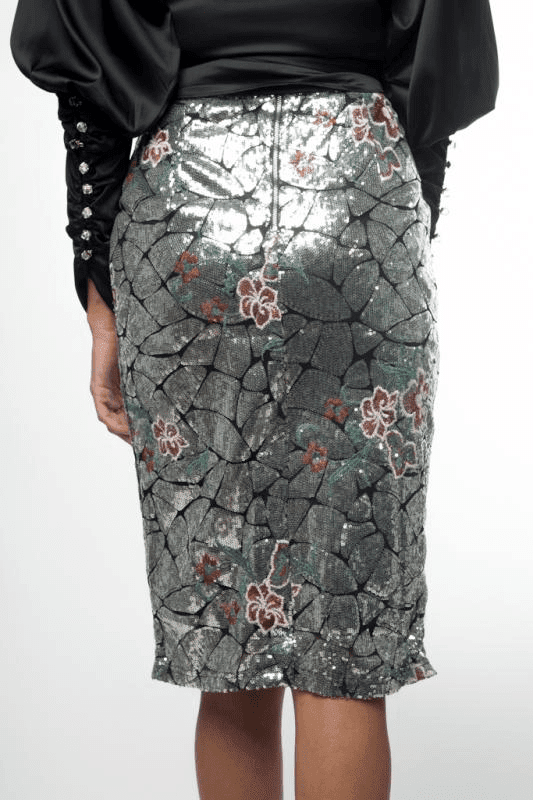 Sequin Skirt Whith Flowers [1032]