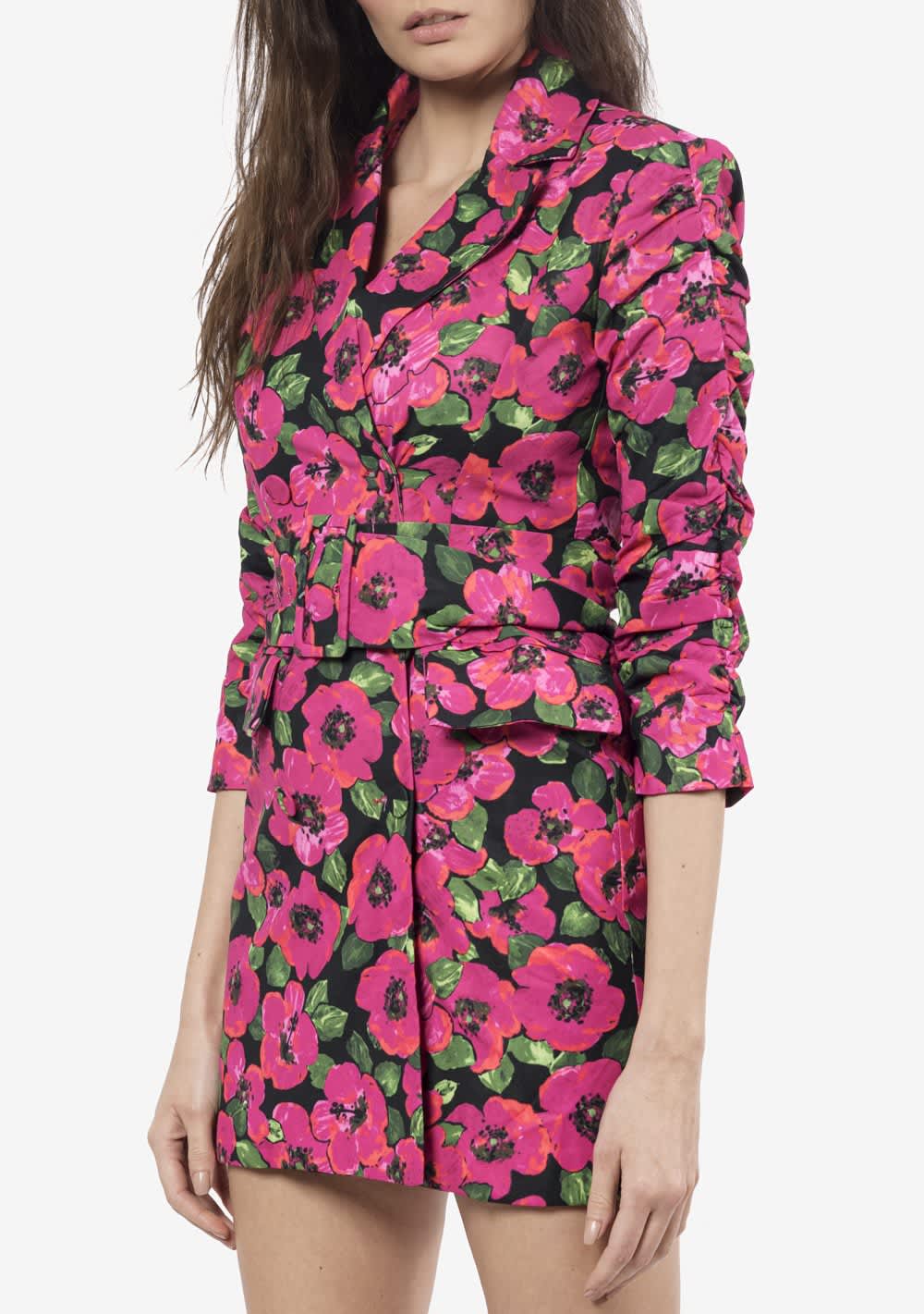 Vestido-Blazer Diseño Flores Rosas. Talla M (2420)
