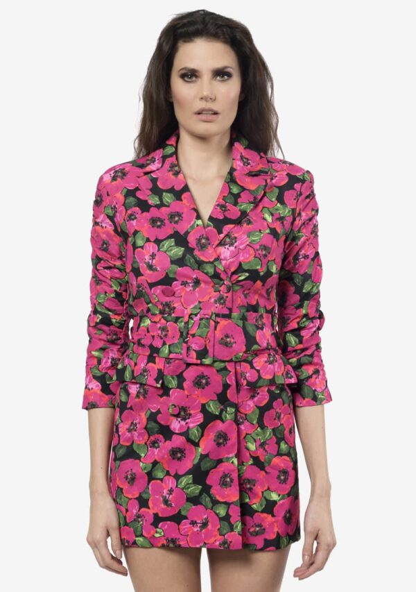 Vestido-Blazer Diseño Flores Rosas. Talla M (2420)