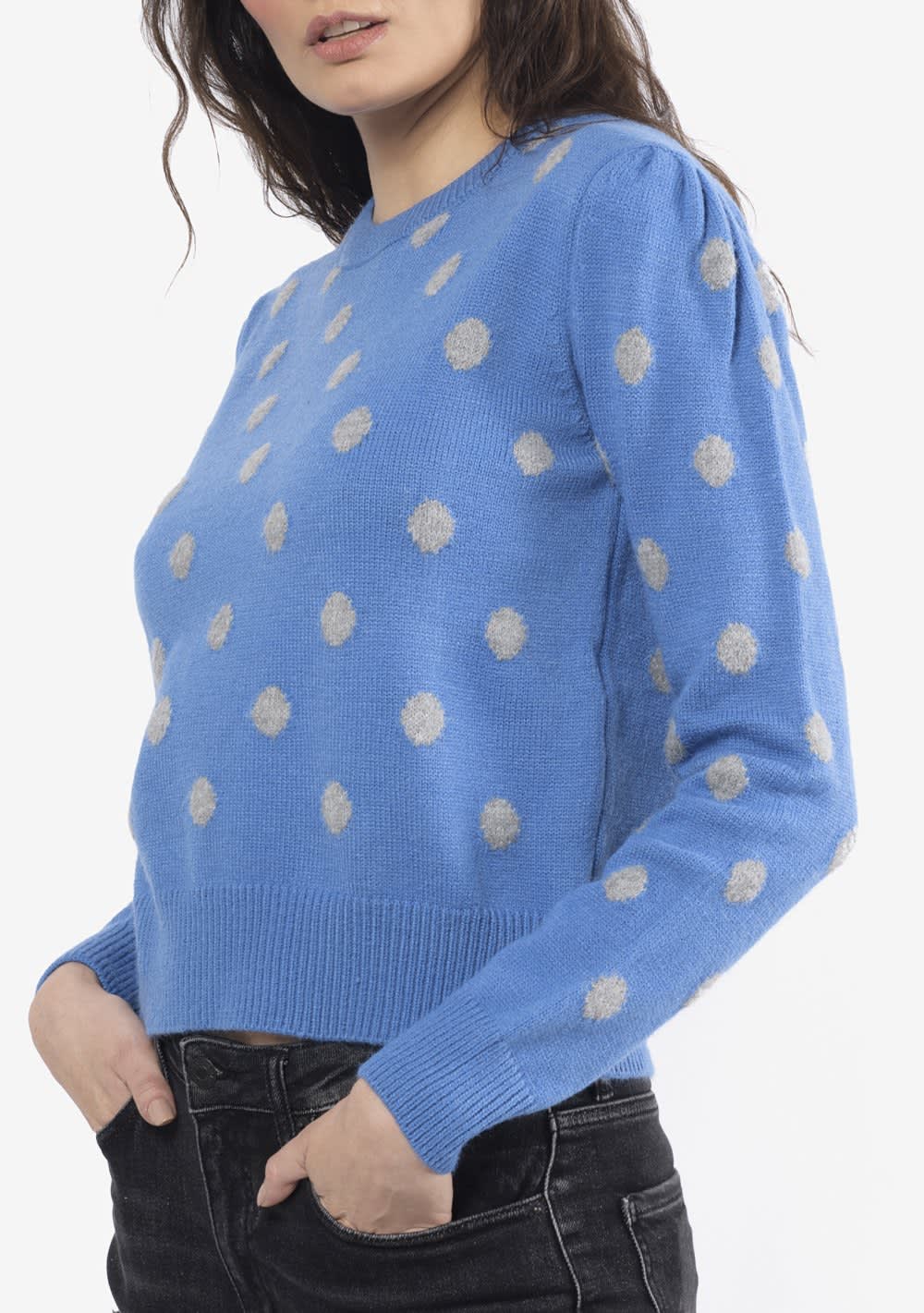 Points Sweater  Azul - Hueso. Talla S/M [2289]